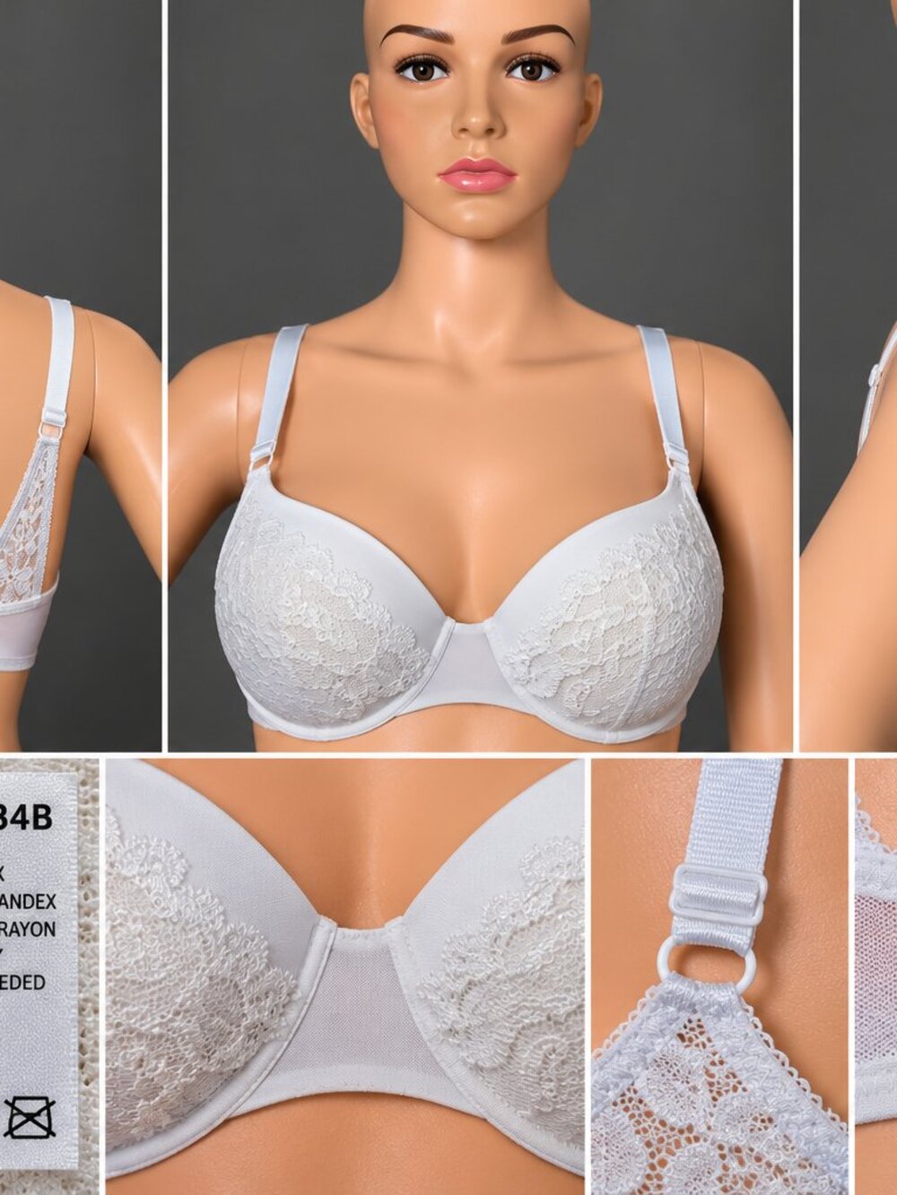 Vassarette White Lace Bra 34B